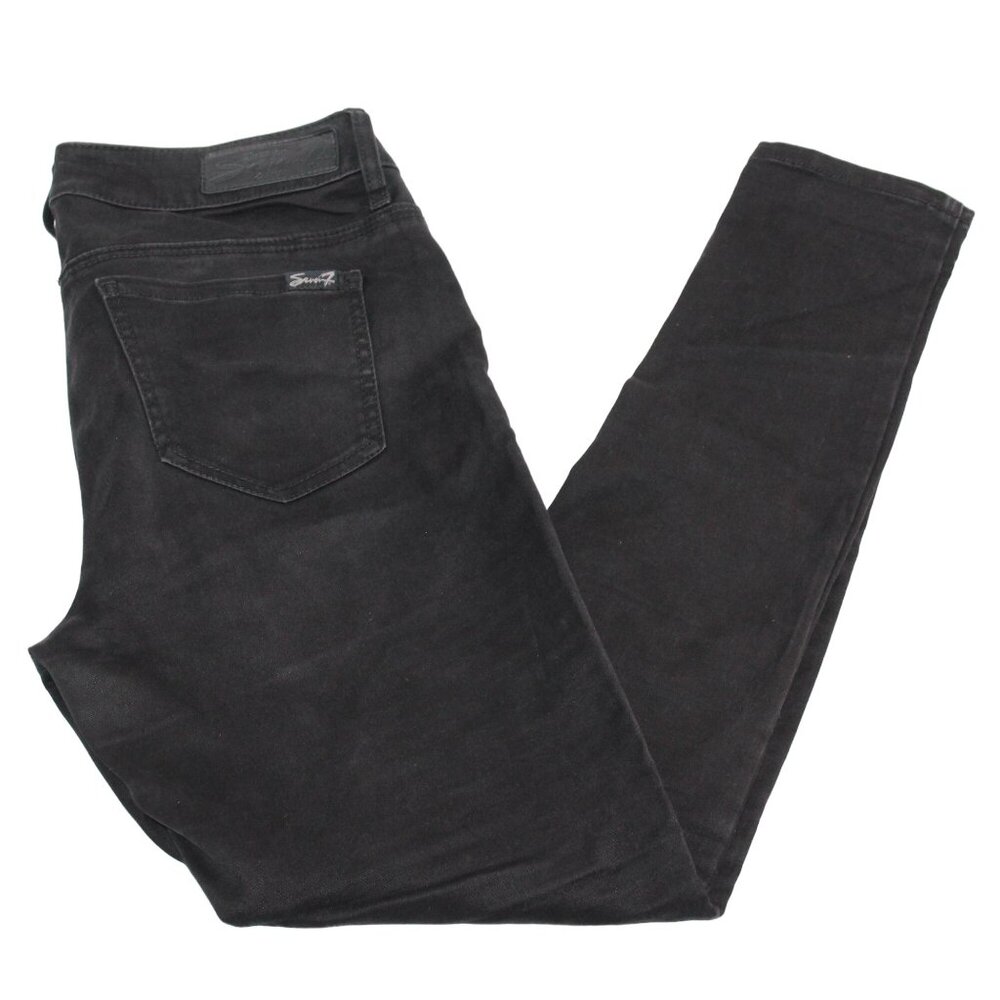 Seven7 Womens Sz 8 Jeans Black Tummyless High-Rise Skinny Leg Stretch Denim